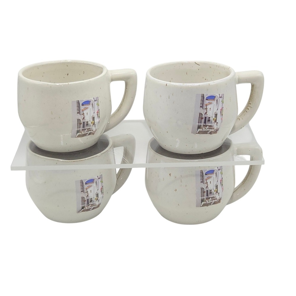 Sublime 20oz Jumbo Coffee Mug Set of 4 Cream Speckled Handcrafted in Portugal
